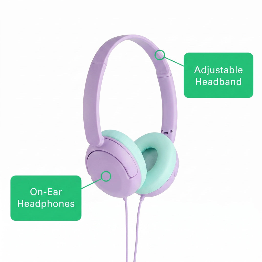 onn On-Ear Headphones with 3.5 mm Connector, Pink