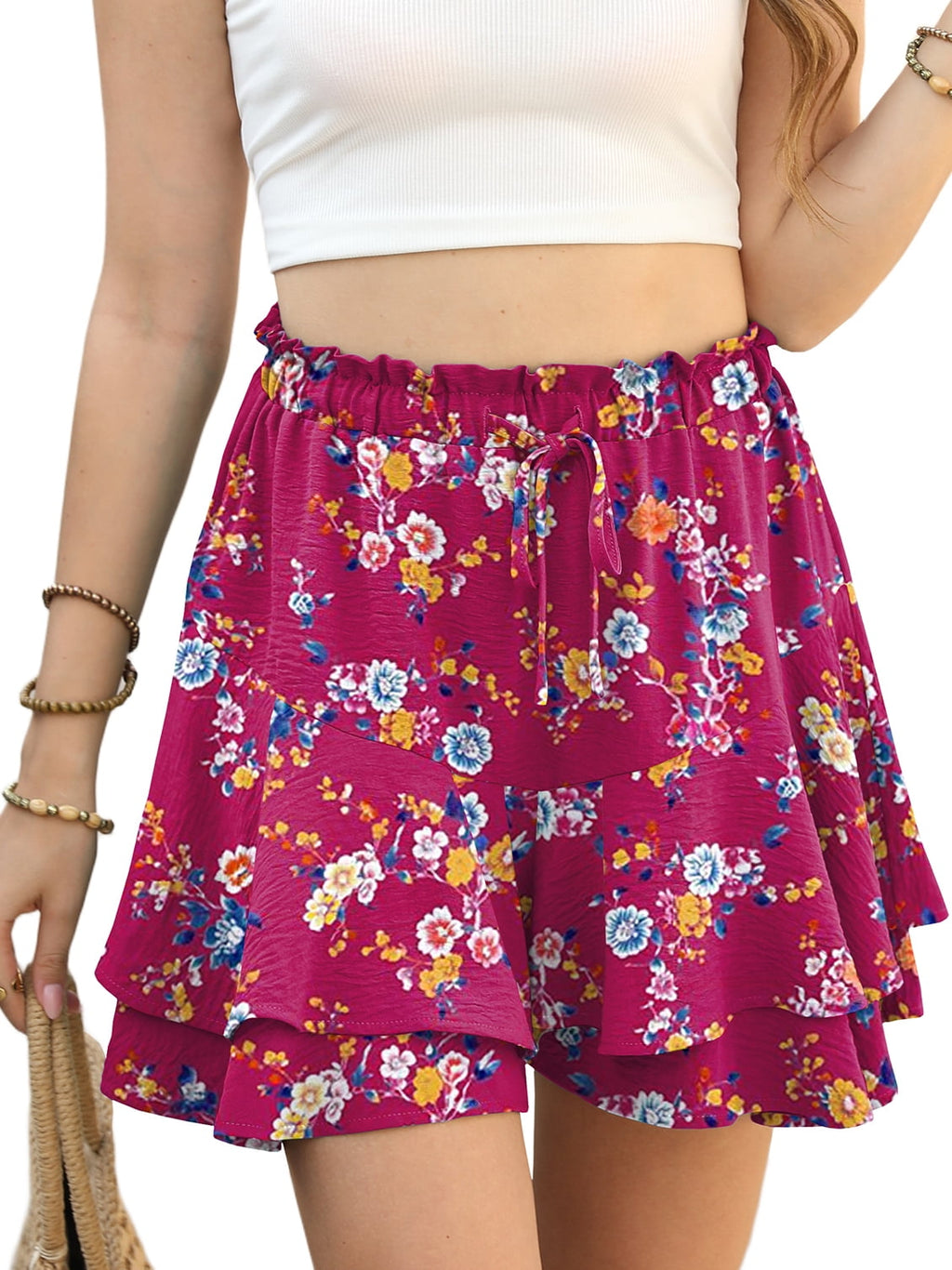 Cueply Flowy Shorts for Women Mini Tennis Skirt Ruffle Tiered Skorts Running Workout Sports Shorts