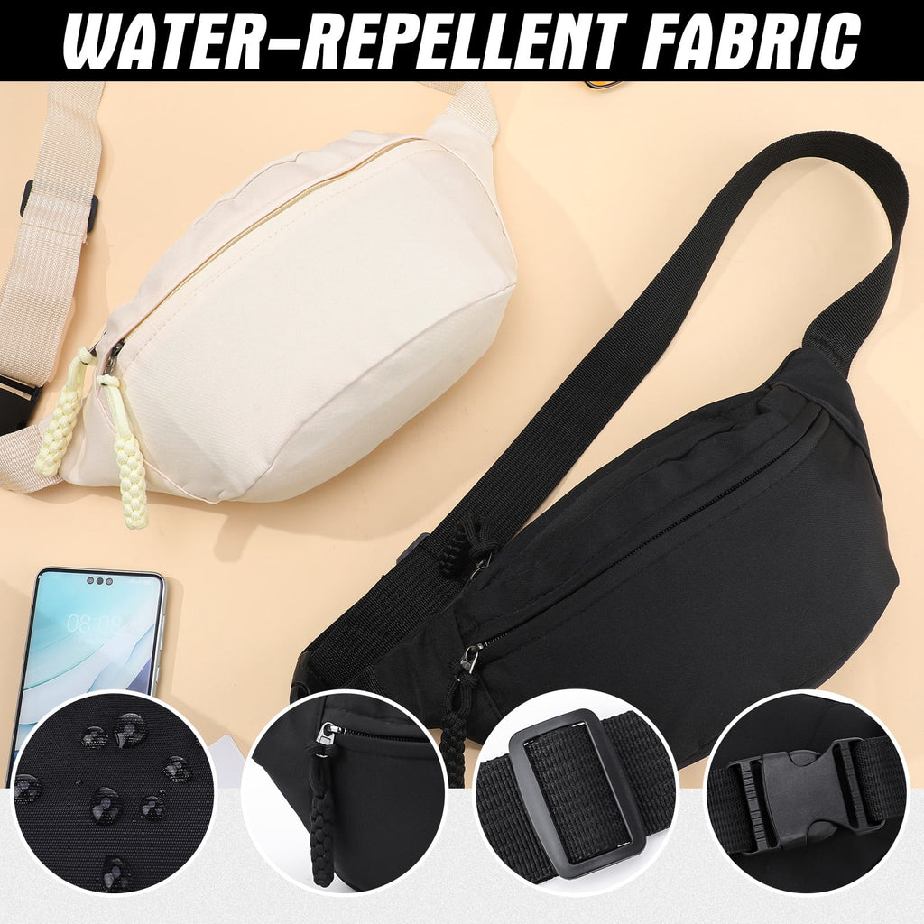 Bocaoying 2 Pack Fanny Pack for Women, Lightweight Waist Bag with 2 Smooth Zipper Pockets, Adjustable Water Resistant Sports Bum Bag for Outdoors Sports Travel Hiking Running