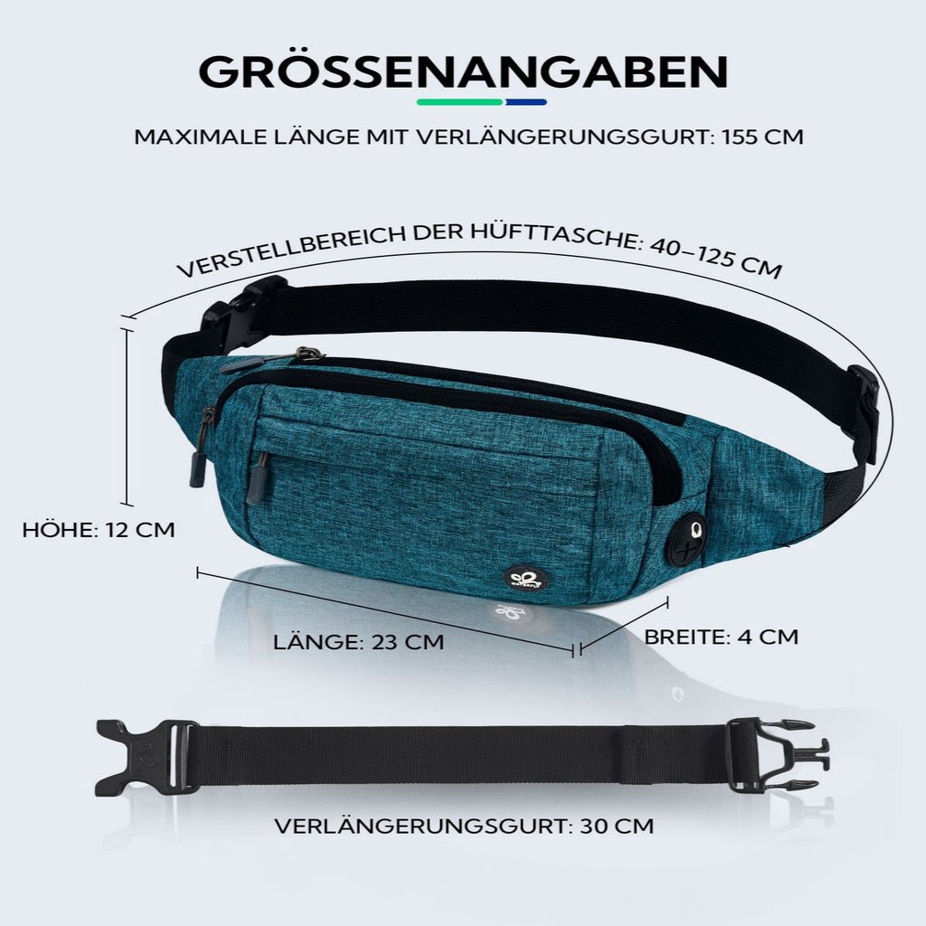 WATERFLY Unisex Lightweight Running Hiking Jogging Nylon Fanny Pack Waist Bag-Dark Blue
