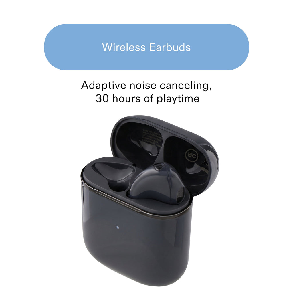 Onn Vibraudio Pro 2 Wireless Earbuds with Bluetooth and Noise Canceling, Black