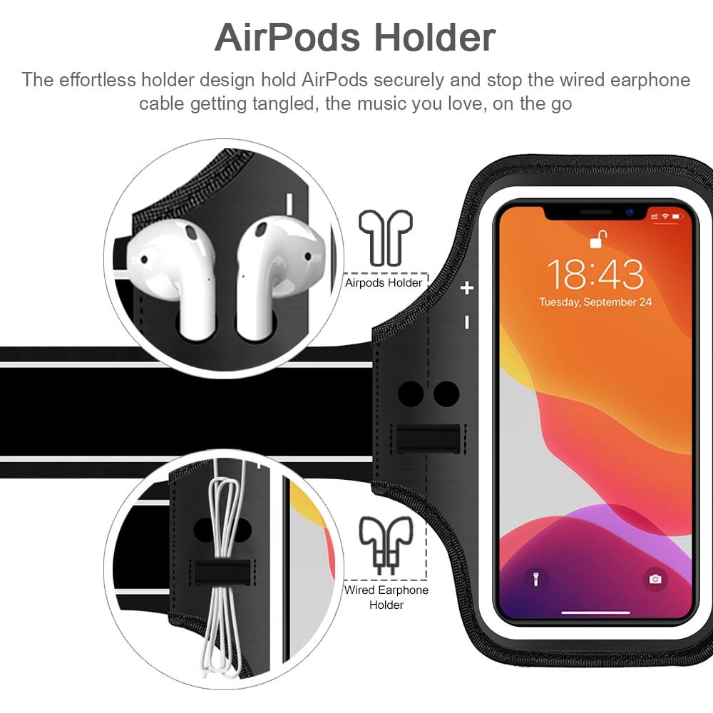 iPhone 16 15 Pro Max & Plus Armband, JEMACHE Gym Sport Workout Running Arm Band Holder for iPhone 16/15/14/13/12/11 Pro Max/Plus (Dark)