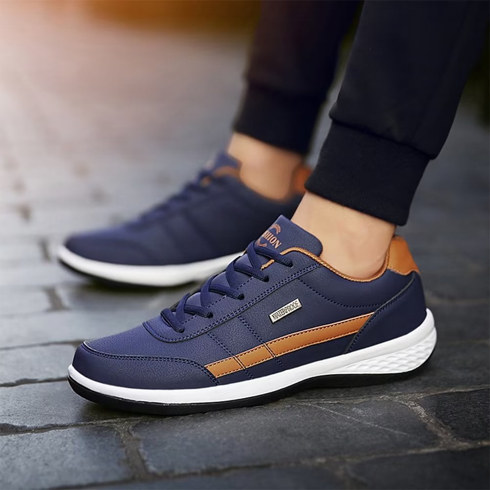 Dumajo Mens Shoes Fashion Running Sneaker Casual Leather Sport Shoes Breathable Comfortable Walking Shoes