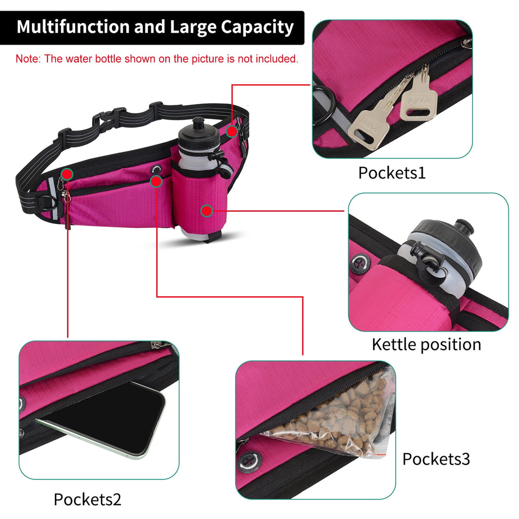 NFTIGB Running Belt Waist Pack Adjustable Hydration Bag with Water Bottle Holder for Runners Men Women, Black (10.63 inches / 27 cm)
