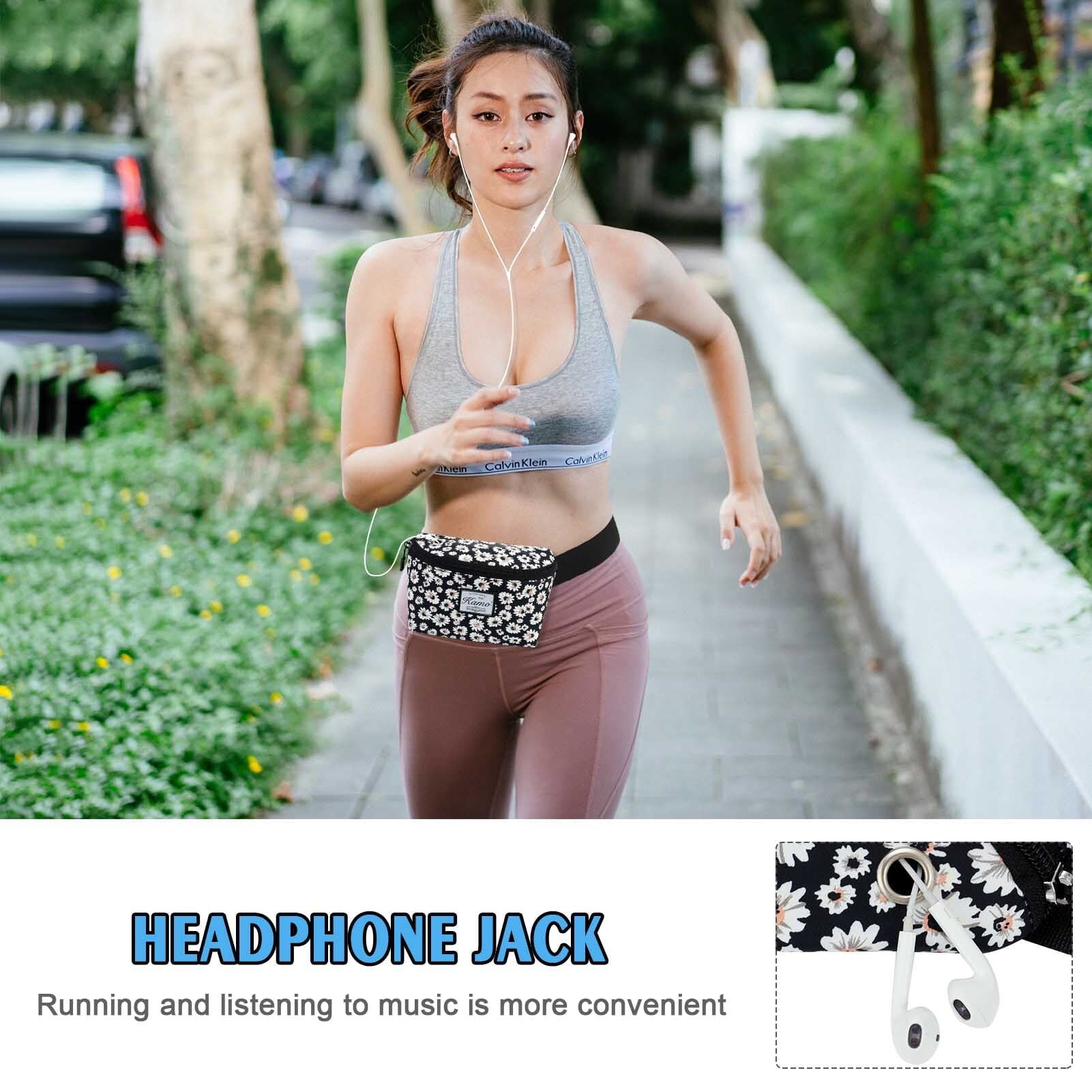 HAWEE Fanny Packs for Women - Slim Yet Spacious Waist Pack with Headphone Cord Access - Lightweight Fannie Hip Bag Great for Hiking, Walking, Biking, Running, Travel