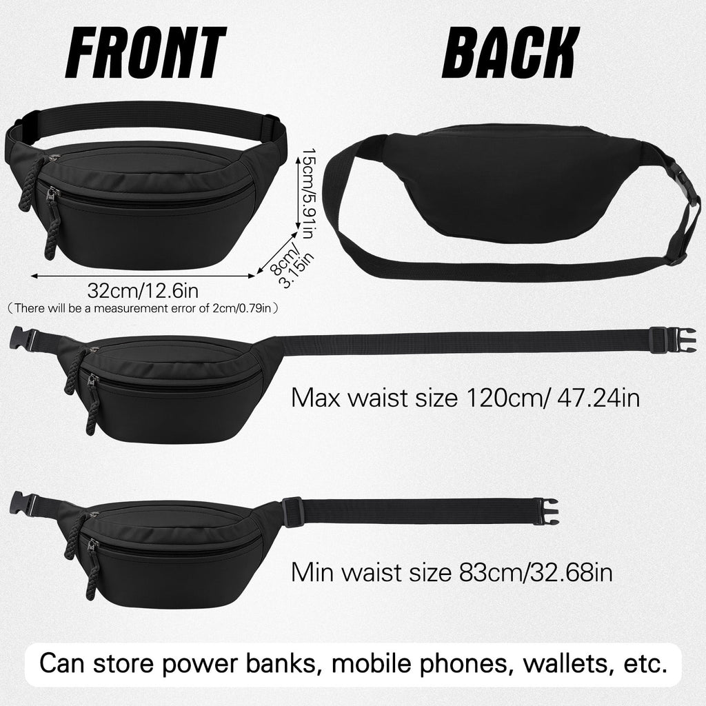 Bocaoying 2 Pack Fanny Pack for Women, Lightweight Waist Bag with 2 Smooth Zipper Pockets, Adjustable Water Resistant Sports Bum Bag for Outdoors Sports Travel Hiking Running