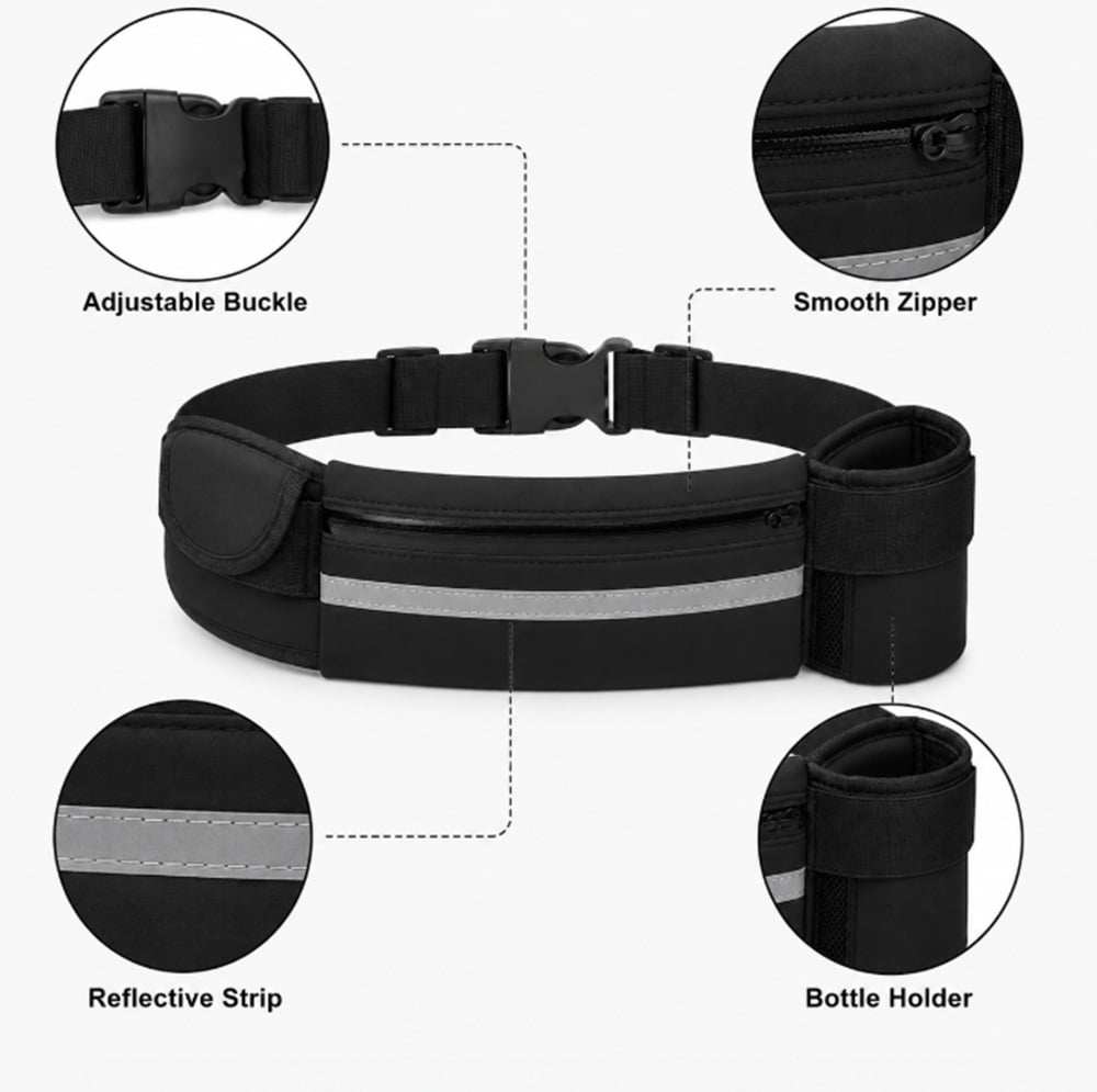 Slim Running Belt Waist Pack, Adjustable Travel Belt Bag for Phone, Keys and Small Essentials, TIKA