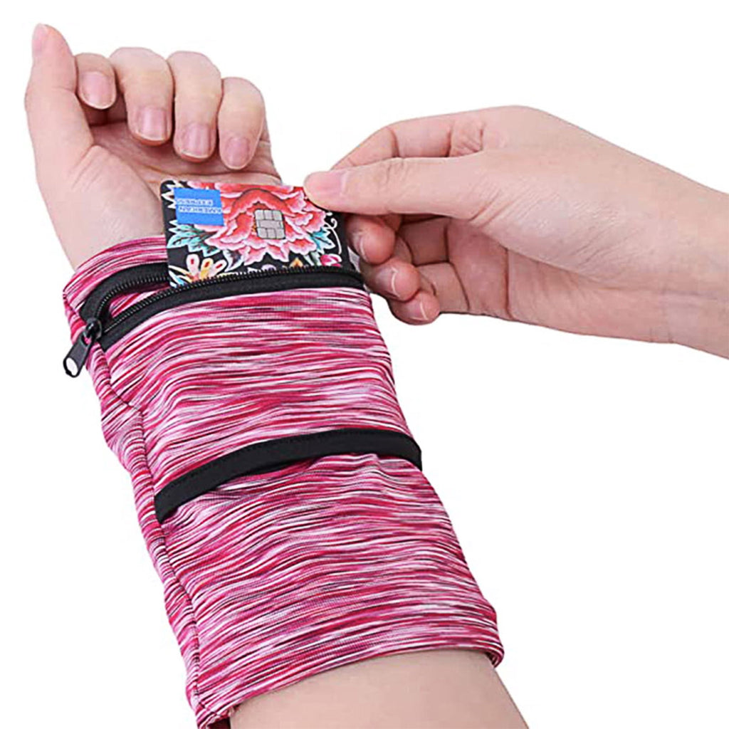 3Pcs Wrist Wallet with Zipper, Lightweight Phone Wristband for Running, Breathable Wrist Cell Phone Pouch with 2 Pockets, Wrist Phone Holder for Sports, Travel, Walking, Style B
