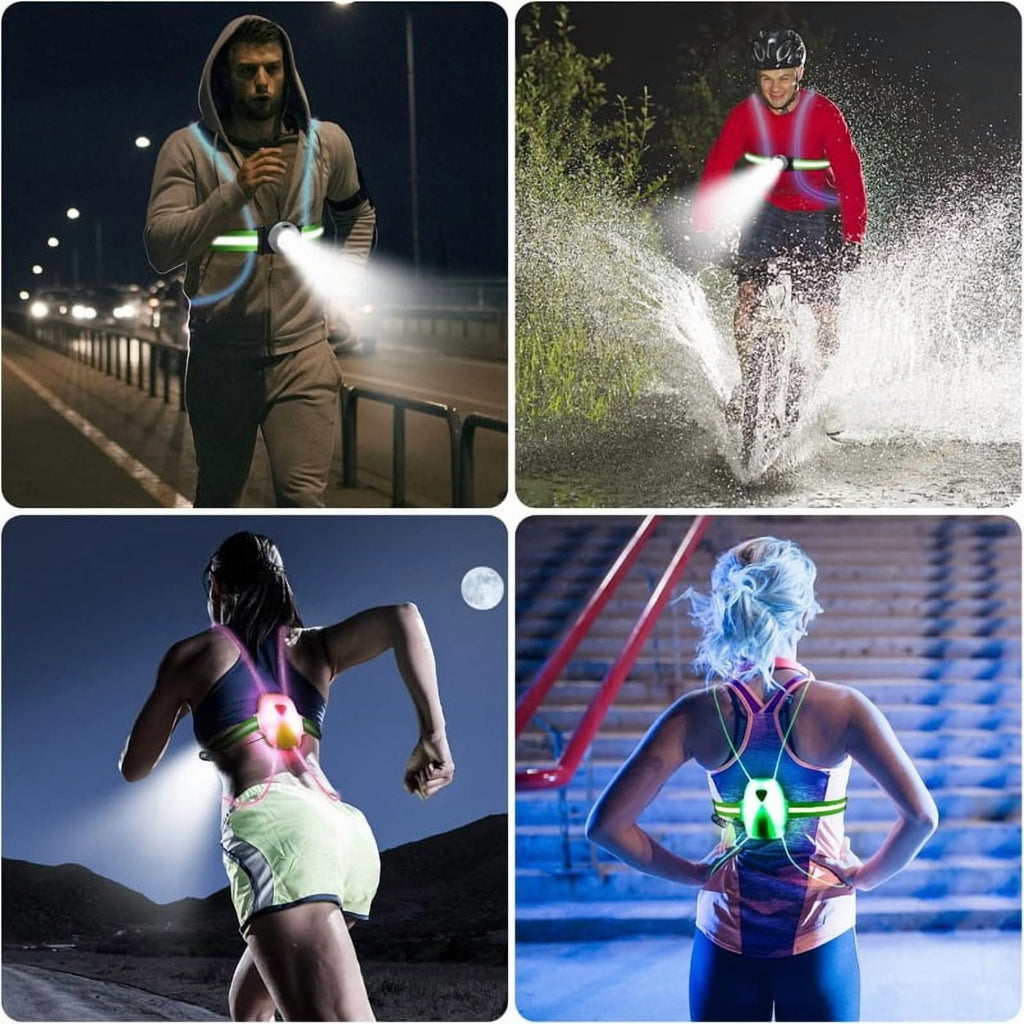 Labeol LED Reflective Running Vest with High Visibility Front Safety Light,6 Bright Colors Lights for Runners,USB Rechargeable Reflective Accessories for Men/Women Running,Walking,Cycling