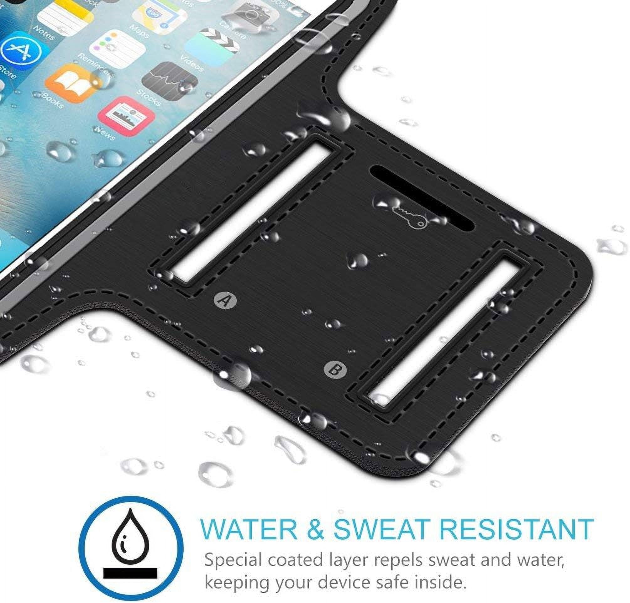 Water Resistant Cell Phone Armband Case Running Holder for iPhone Pro Max Plus (15/14/13/12/11/X/XS/XR/SE) Galaxy S Ultra Plus Edge Note (S24/S23/S22/S21/20/10/9) Adjustable Strap & Key Pocket - Green