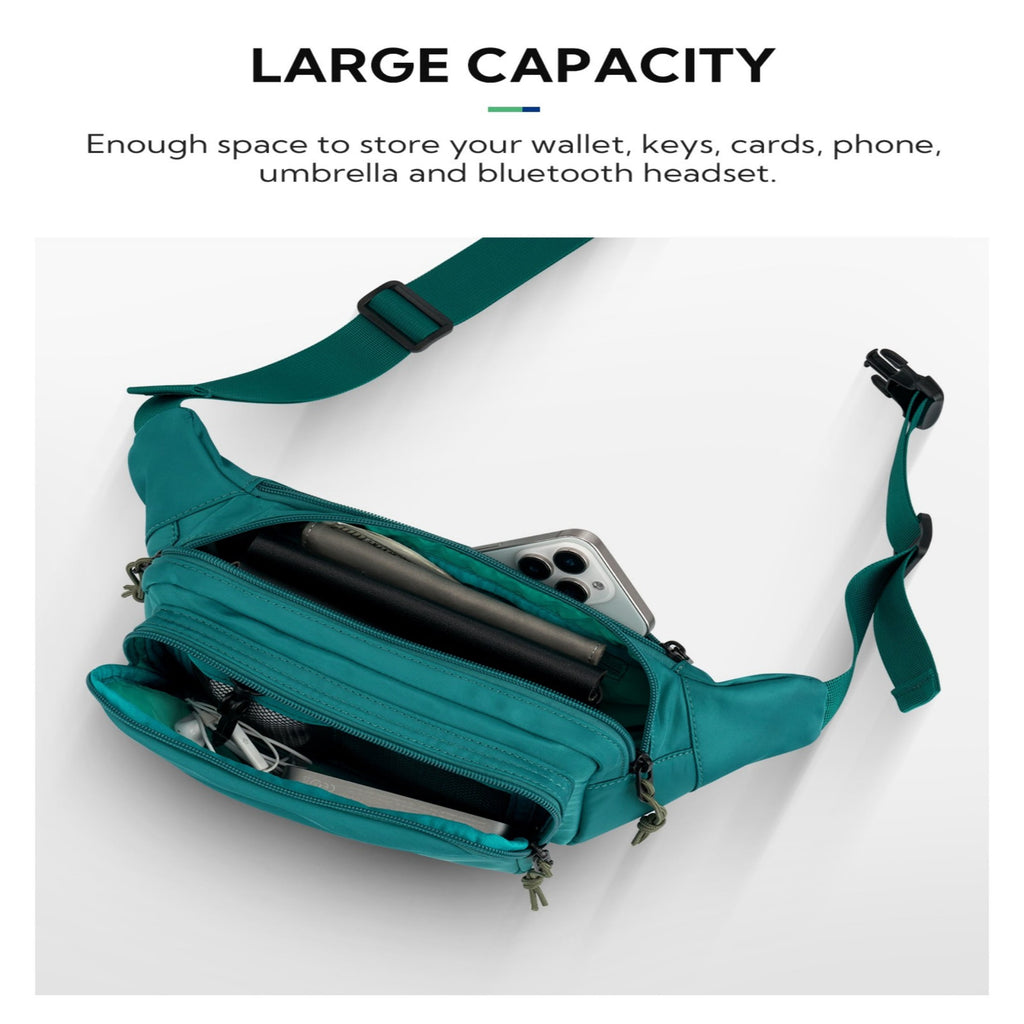 WATERFLY Unisex Large Capacity Walking Travel Nylon Fanny Pack Waist Bag,Yellow