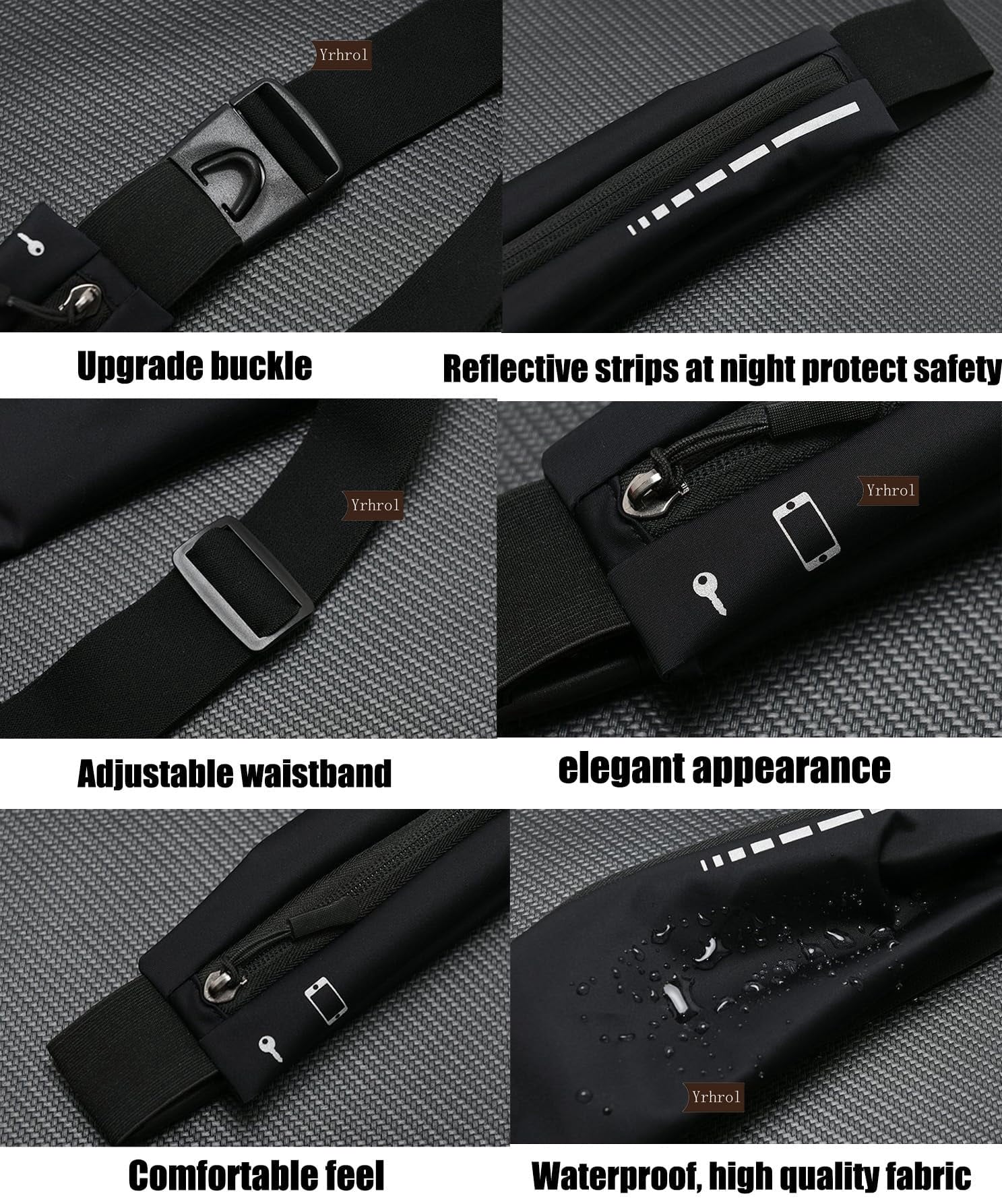 Running Belt Slim Pack for Women Men,Phone Holder Runners Pouch Waist Belt for Workout Jogging,Money Belt Running Gift Gear Accessories,Black,One Size,Fashion (Black)