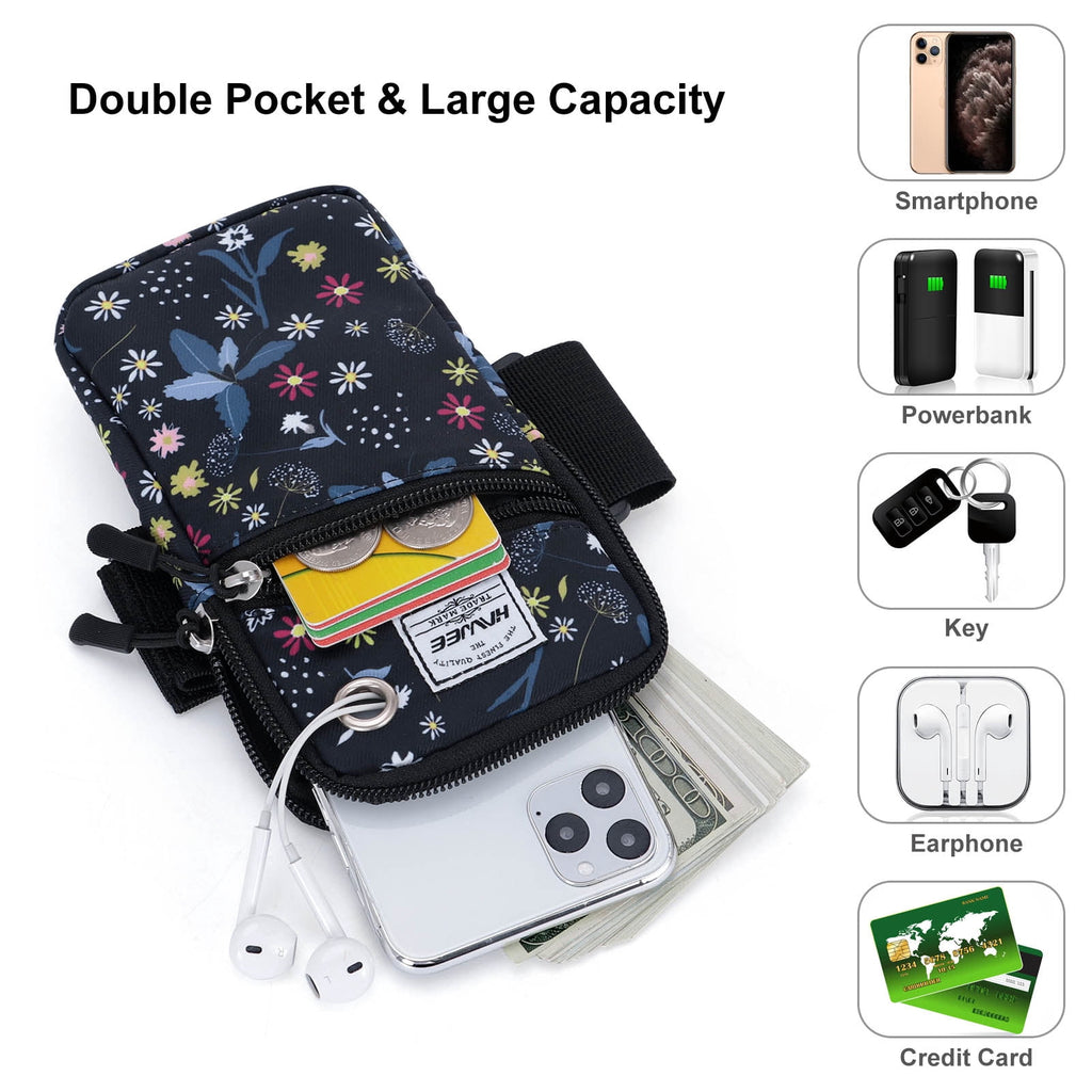 HAWEE Cell Phone Arm Bands Bag for Women Sports Running Pouch Hold Smartphone 6.28 Inches Full-screen, Colorful Flower