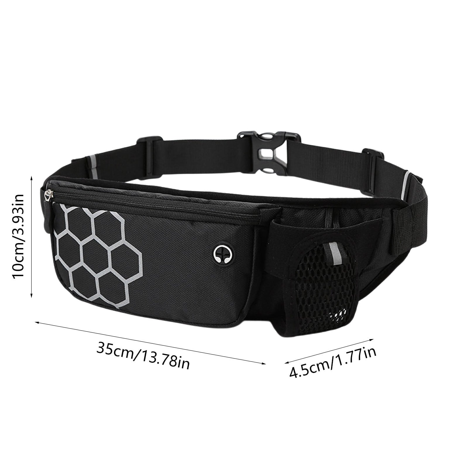 Running Waist Pack with Water Bottle Holder | Waterproof Sports Belt Bag for Phone & Keys | Unisex Fanny Pack 27x14cm | Lightweight Marathon Running Gear & Hiking Hydration Pack | 100g