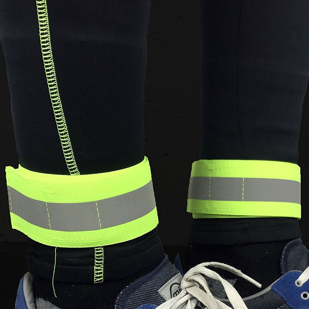 8 Piece Reflective Armband and Ankle Band Set for Running, High Visibility Safety Straps for Night Cycling and Jogging, Elastic Adjustable Sports Gear for Outdoor Activities, Green