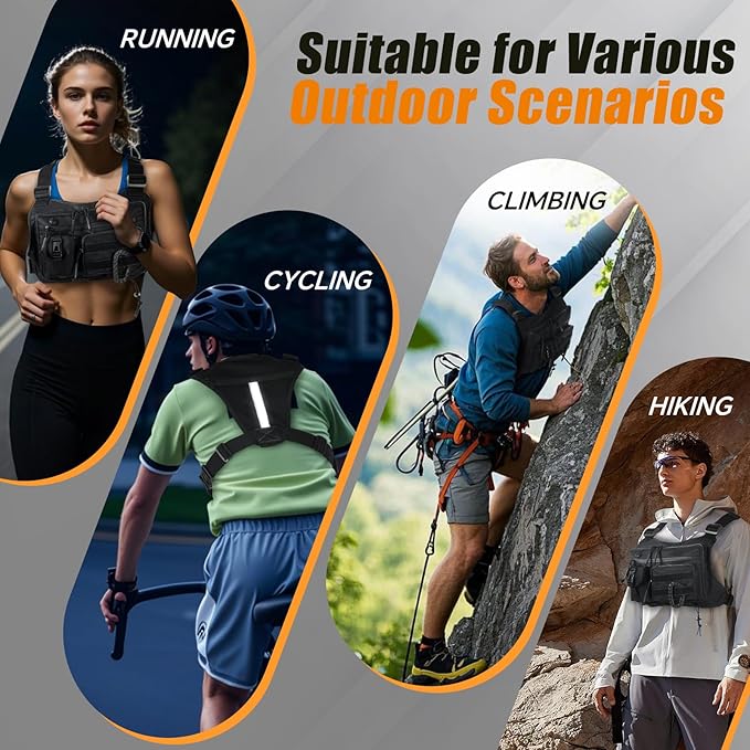 Chest Bag for Men,Running Pack Vest for Workouts,Water Resistant Sports Chest Pack For Running