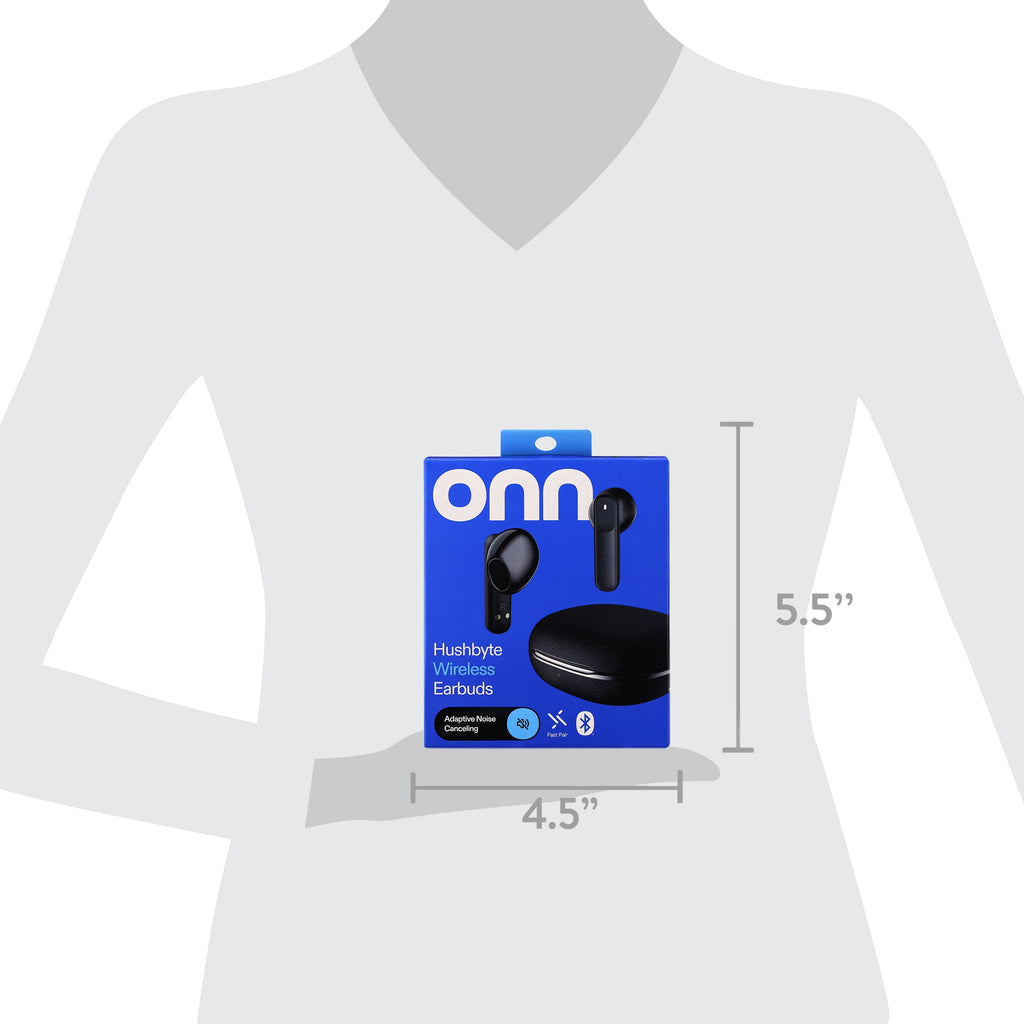 onn Hushbyte Wireless Earbuds, White