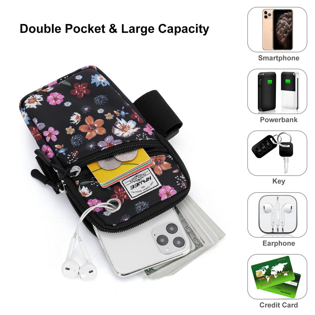 HAWEE Cell Phone Arm Bands Bag for Women Sports Running Pouch Hold Smartphone 6.28 Inches Full-screen, Colorful Flower