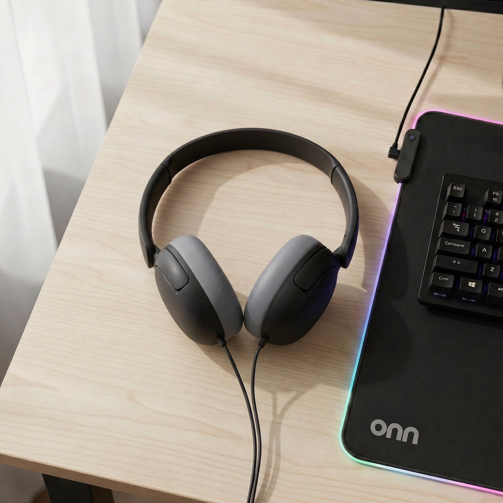 onn On-Ear Headphones with 3.5 mm Connector, Pink