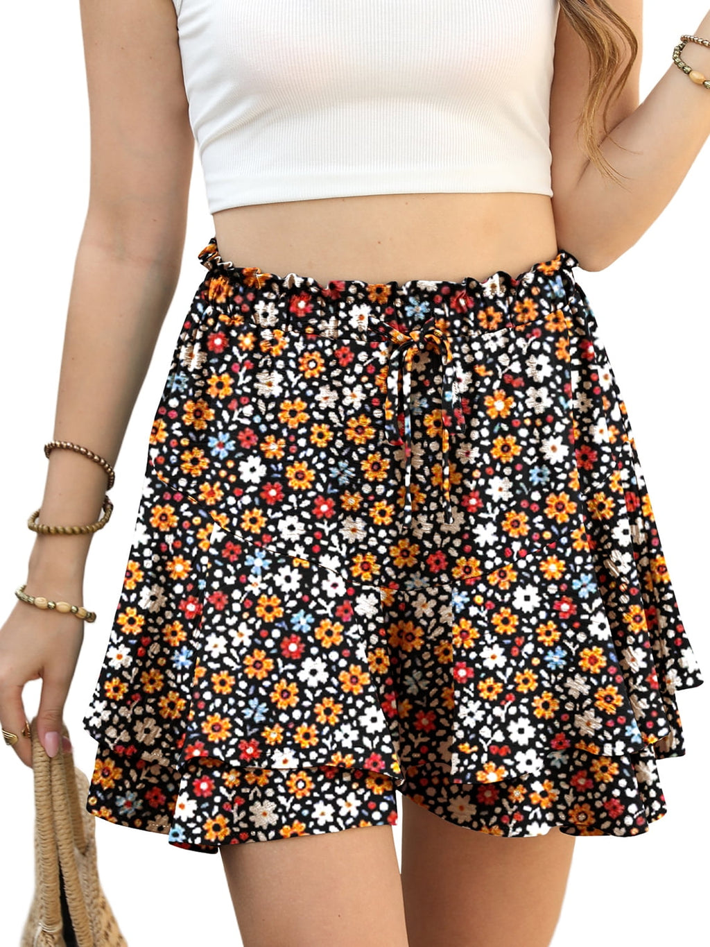 Cueply Flowy Shorts for Women Mini Tennis Skirt Ruffle Tiered Skorts Running Workout Sports Shorts
