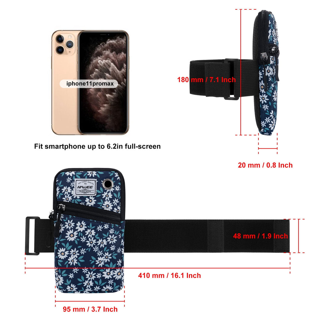 HAWEE Cell Phone Arm Bands Bag for Women Sports Running Pouch Hold Smartphone 6.28 Inches Full-screen, Colorful Flower