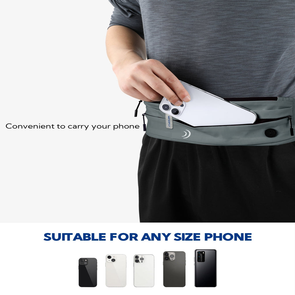 WATERFLY Unisex Adjustable Non-Slip Jogging Exercise Fitness Nylon Running Waist Belt,Black