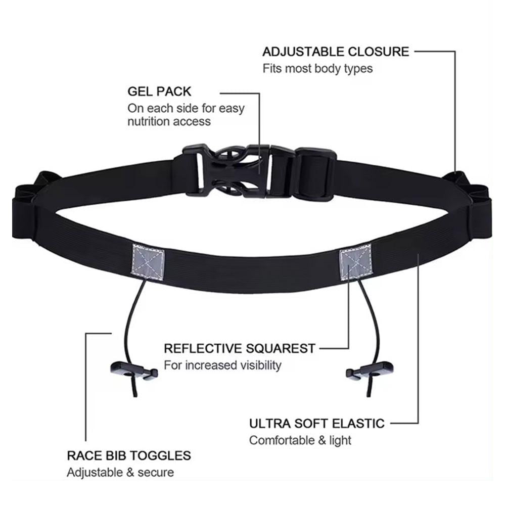 Race Number Bib Belt Cycling Adjustable Unisex Triathlon Running Bib Holder