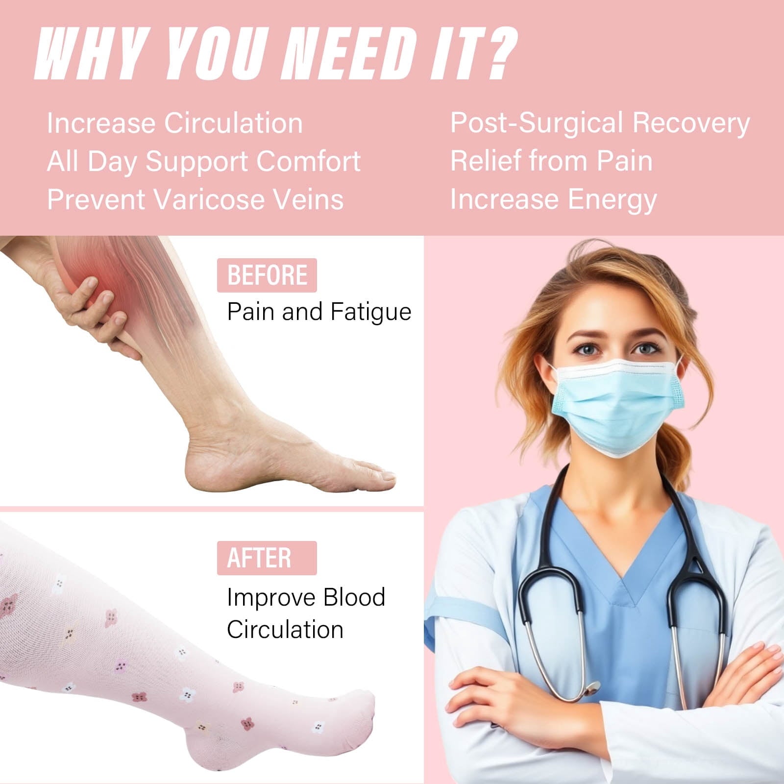 2 Pairs Wide Calf Compression Socks for Women Men AMITOFO Circulation 20-30mmHg Plus Size Knee High Support Stockings| Circulation | Nurses | Running | Travel,Beige Black 4XL