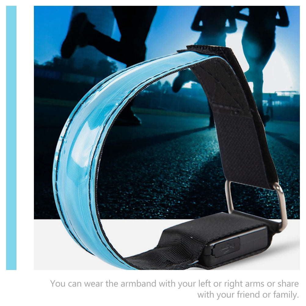 Milisten 2Pcs Adjustable Blue Nylon LED Armband Reflective Safety Gear for Running