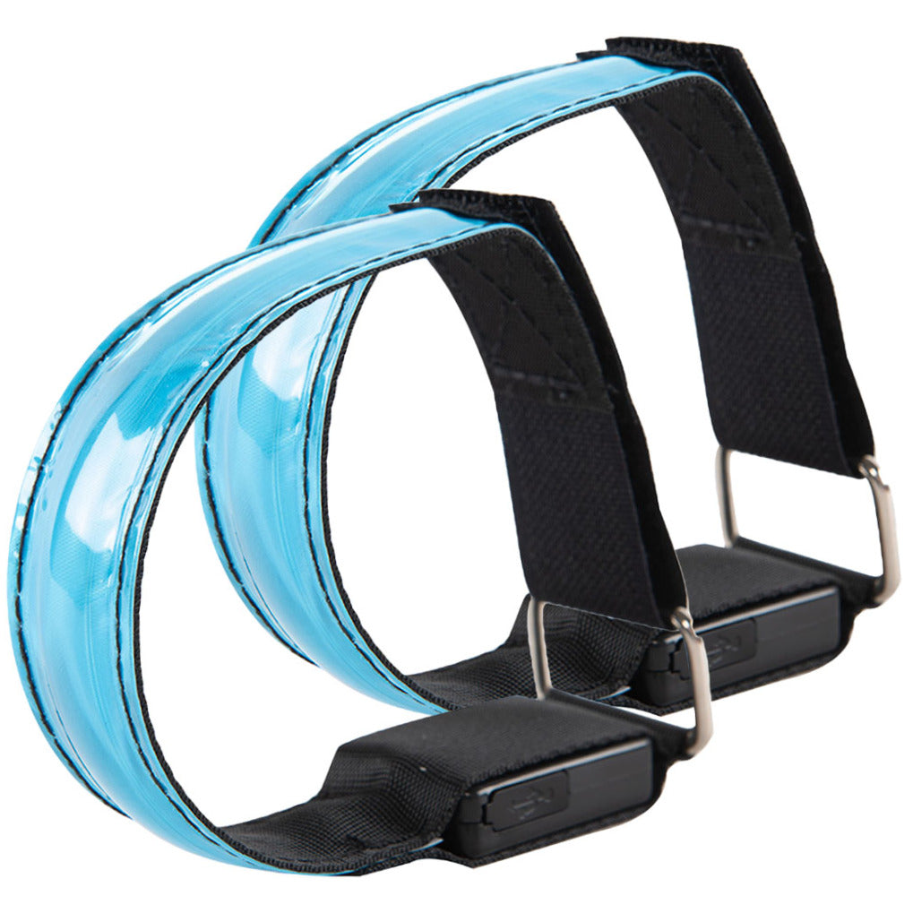 Milisten 2Pcs Adjustable Blue Nylon LED Armband Reflective Safety Gear for Running