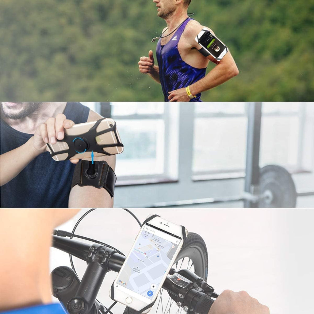 Somnr 3 in 1 Running Phone Armband, 360Rotatable Bike Phone Holder, with Rugged Case, Black
