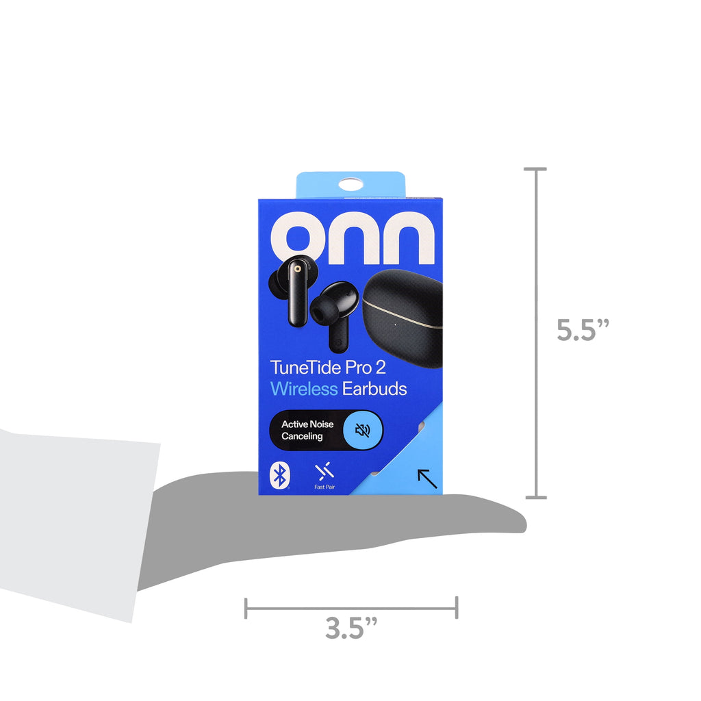 onn TuneTide Pro 2 Wireless Earbuds, White