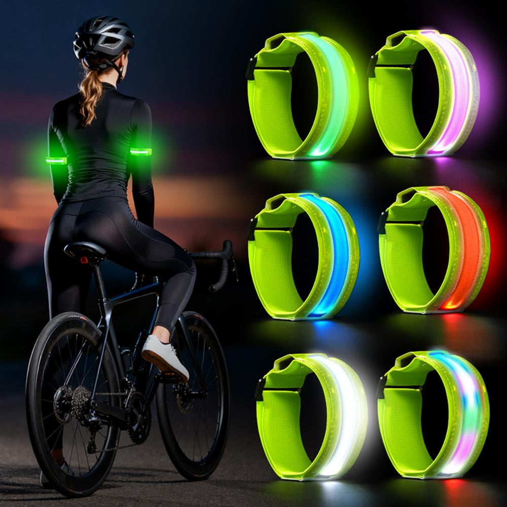 Rechargeable LED Armband 2-Pack, Running Lights for Runners, Light Up Arm Bands for Walking Running, Reflective Running Gear for Night Safety,6 Colors & 3 Modes & Adjustable Wristbands