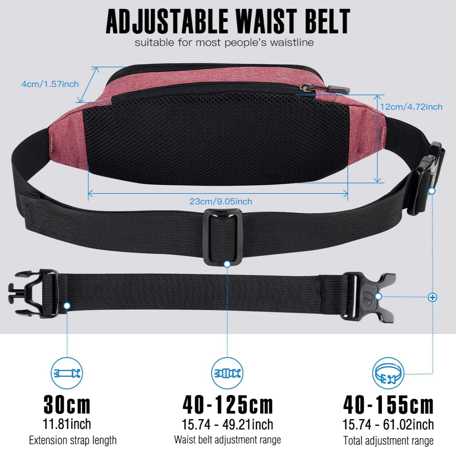 WATERFLY Unisex Lightweight Running Hiking Jogging Nylon Fanny Pack Waist Bag-Dark Blue