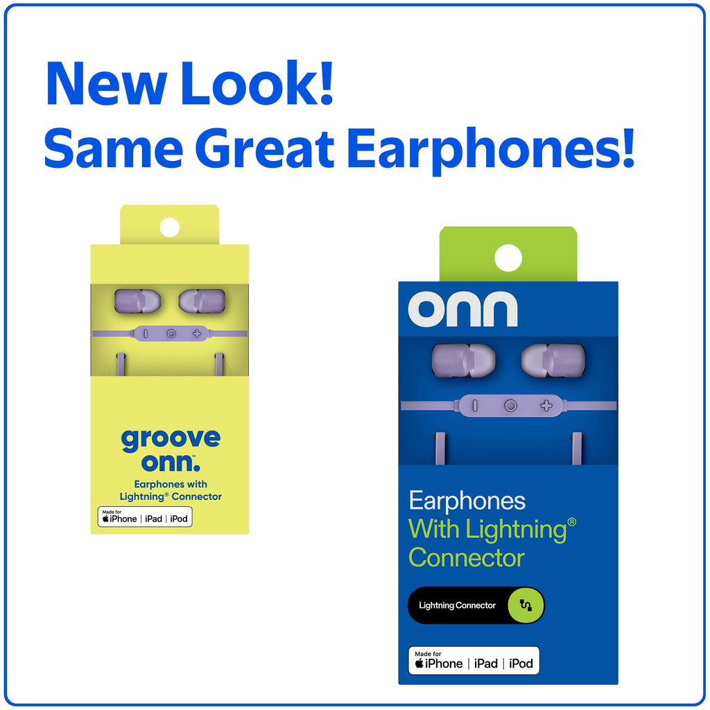 onn Earphones with Lightning Connector, Lilac