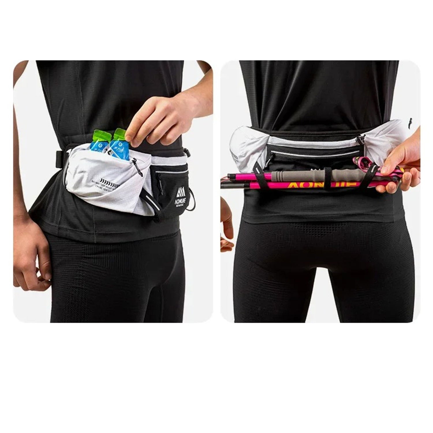 AONIJIE Running Waist Pack, 125g Lightweight Fitness Belt Bag with 500ml Soft Flask, Bounce-Free Workout Hydration Belt for Men & Women, Model W8138