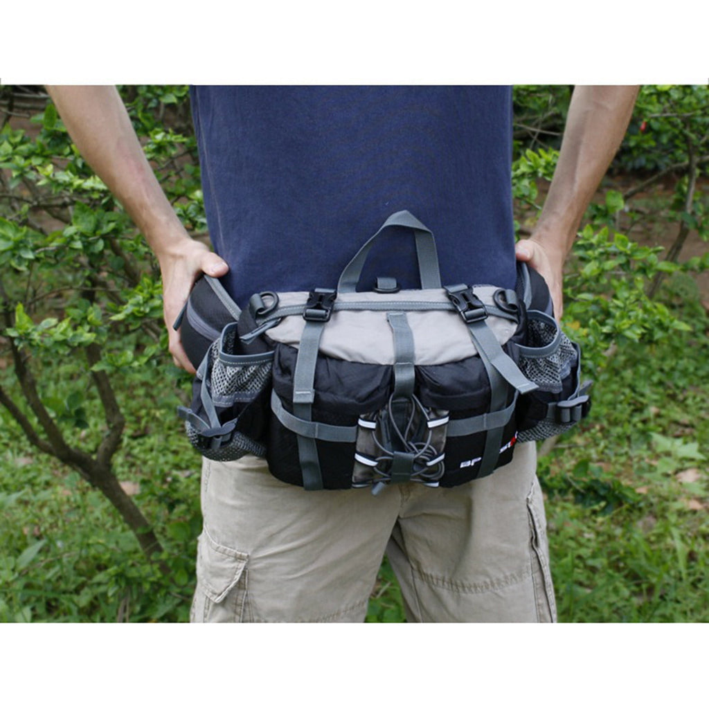 PATLOLLAV Hiking Fanny Pack with Water Bottle Holder,Double Shoulder Straps, Hiking Essentials for Men Women Waterproof Outdoor Waist Bag, Lumbar Backpack for Fishing Hunting Running Sports