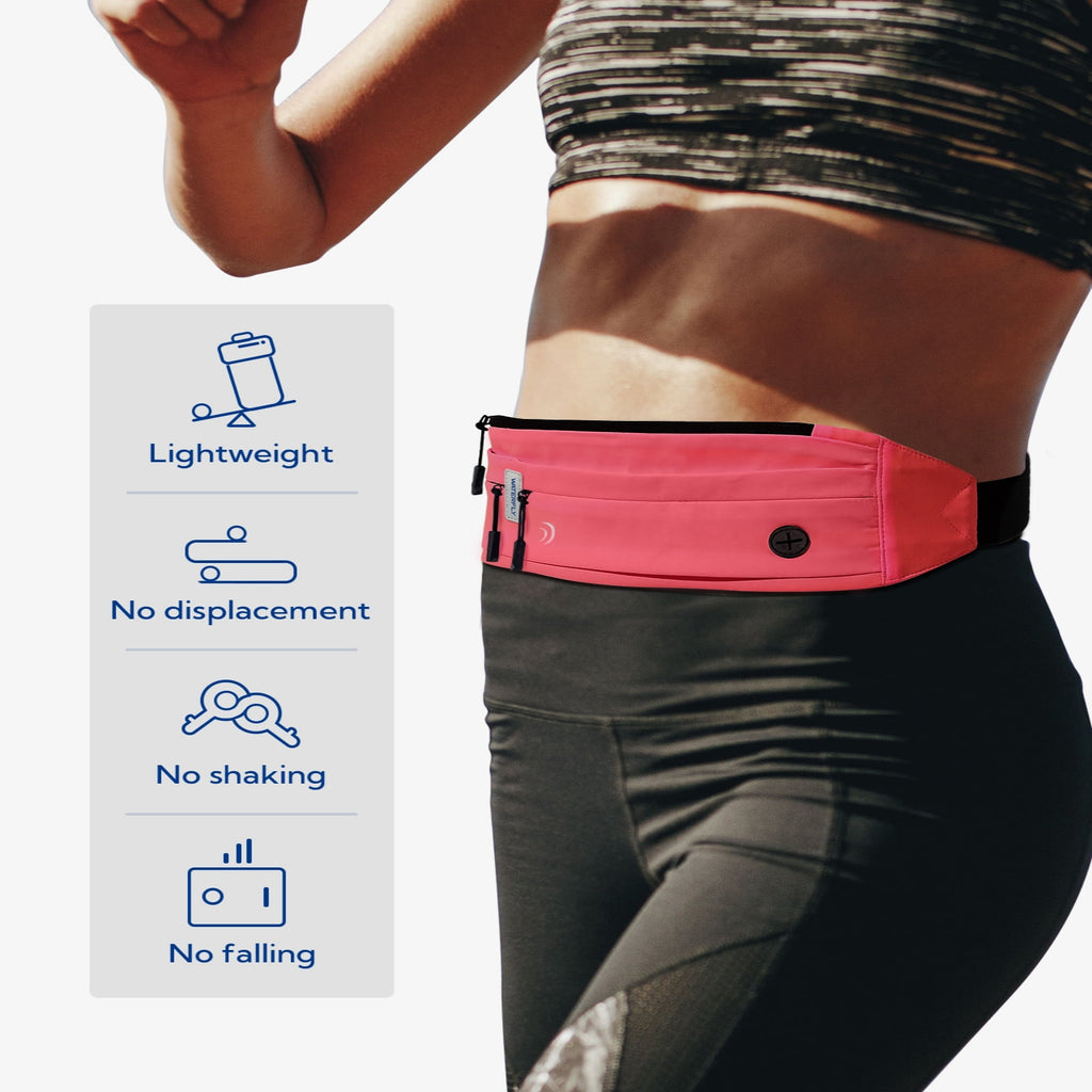 WATERFLY Unisex Adjustable Non-Slip Jogging Exercise Fitness Nylon Running Waist Belt,Black