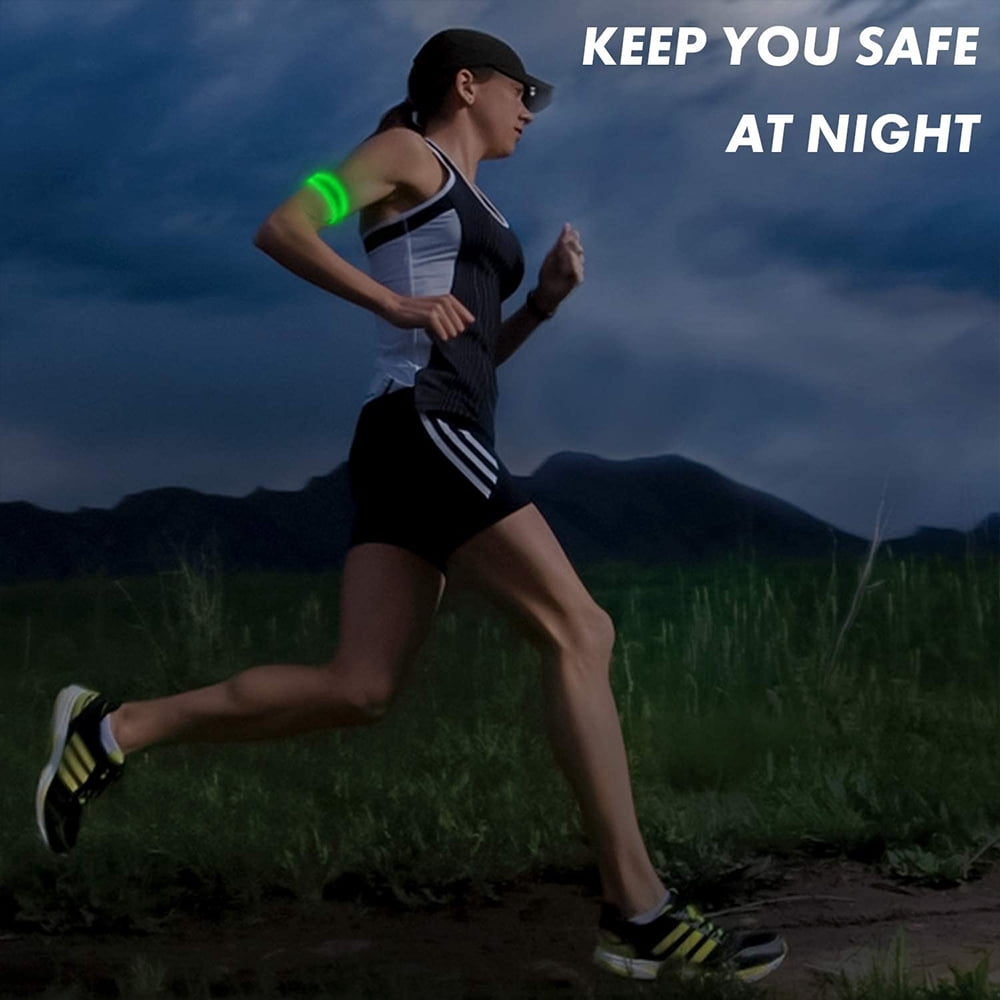 Running Light for Runners (2 Pack) Rechargeable LED Armband Reflective Running Gear, LED Light Up Band for Joggers Bikers Walkers