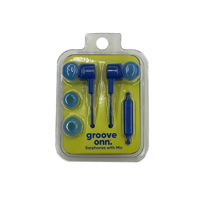 onn. Wired In-Ear Earbuds MDRE9LP/BLU for Casual Listening, Blue