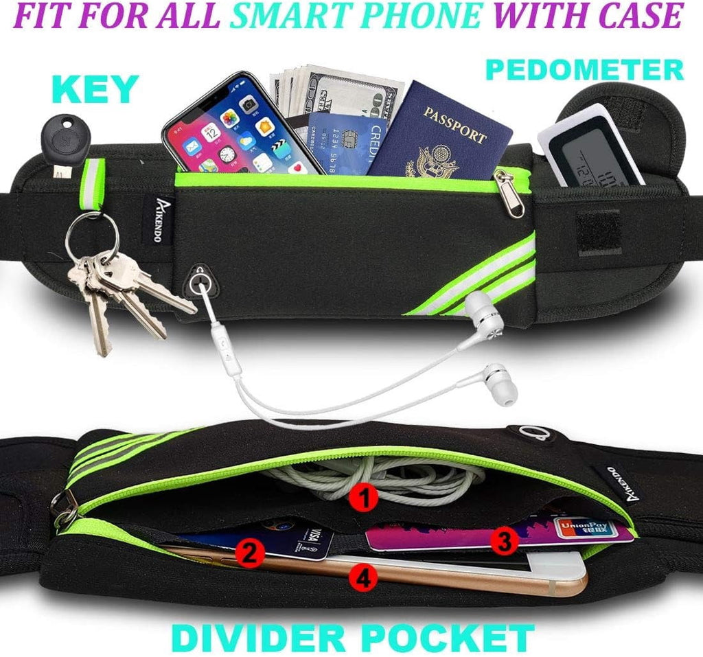 Slim running belt waist bag mobile phone holder money belt female and male | hiking cycling exercise travel waist bag, reflective runner with jogging bag, sports equipment accessories