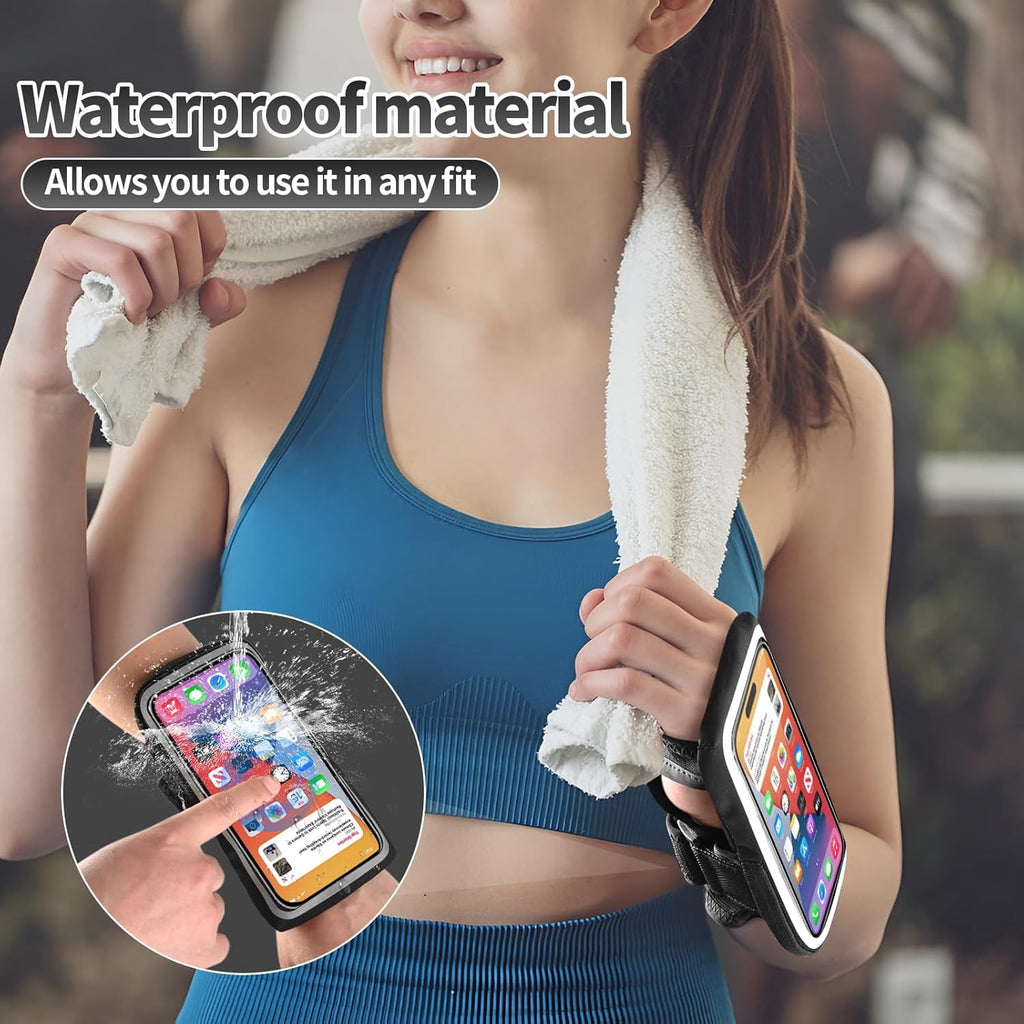 Emlimny Wristband Phone Holder for Running,Forearm Armbands, 7" Running Armband with Card Slot Compatible for iPhone Pro Max Plus (16/15/14/13/12/11/X/XR), Compatible for Galaxy S24/S10