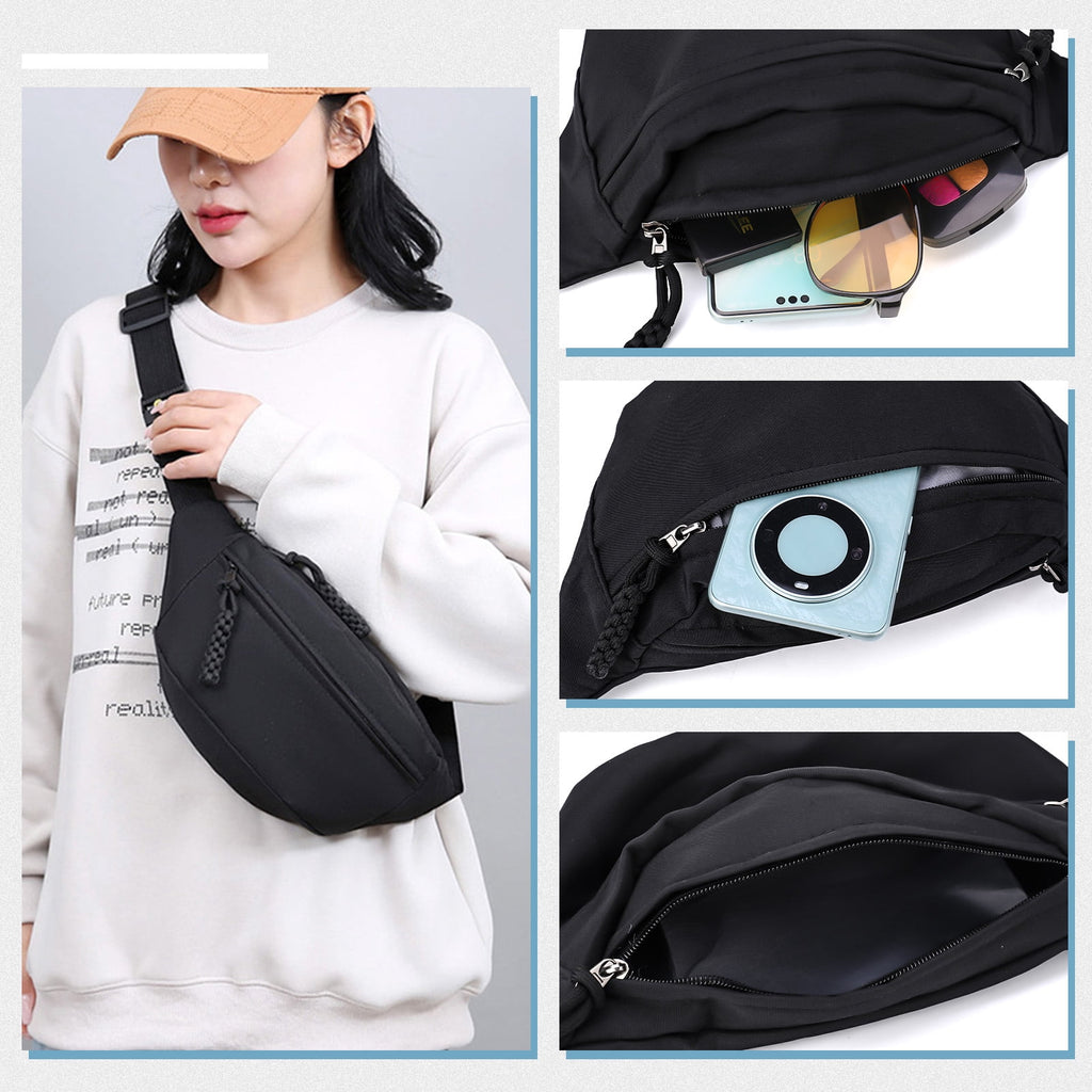 Bocaoying 2 Pack Fanny Pack for Women, Lightweight Waist Bag with 2 Smooth Zipper Pockets, Adjustable Water Resistant Sports Bum Bag for Outdoors Sports Travel Hiking Running