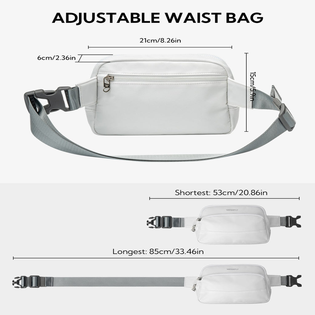 WATERFLY Unisex 2L Walking Hiking Travel Running Nylon Fanny Pack Waist Bag,Black