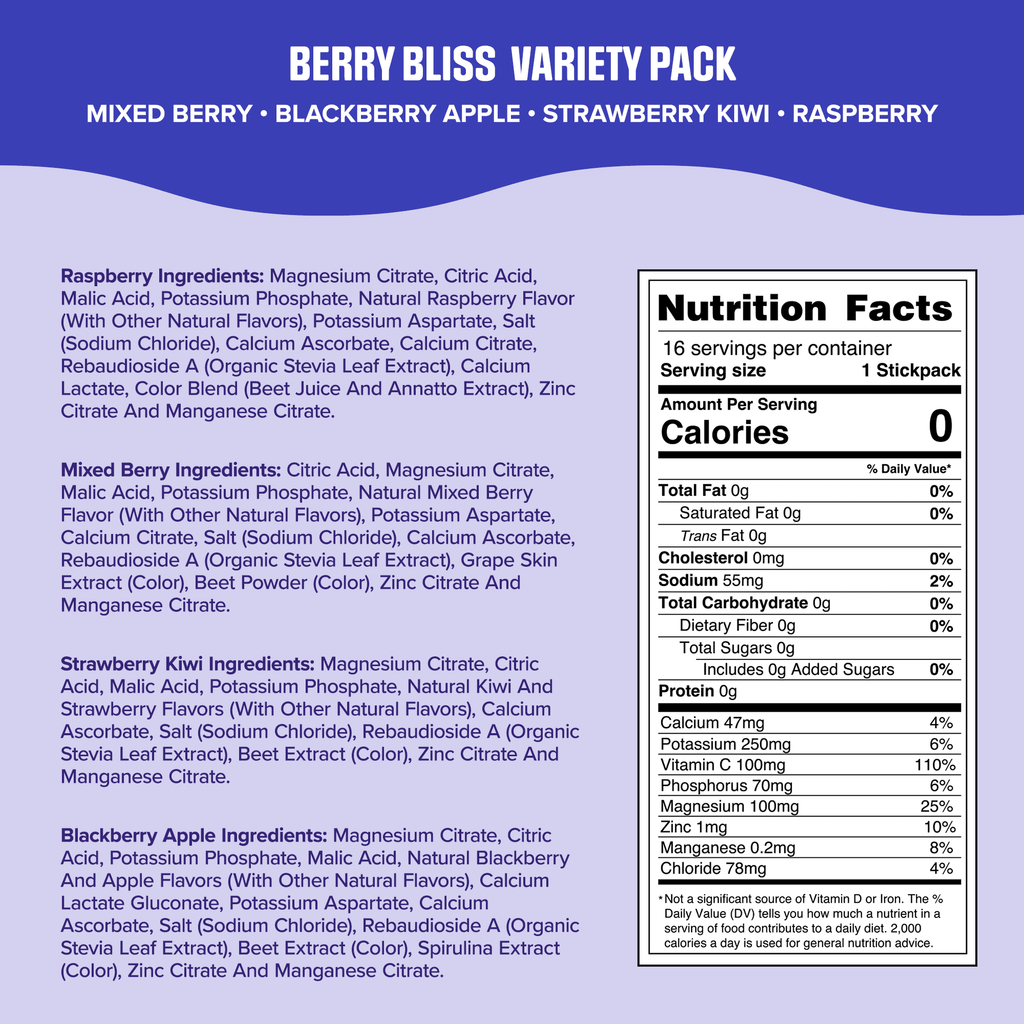 Ultima Replenisher, Electrolyte Drink Mix Packets, Sugar Free Daily Hydration Powder, Mocktini Variety Pack, 16 Count Stickpacks