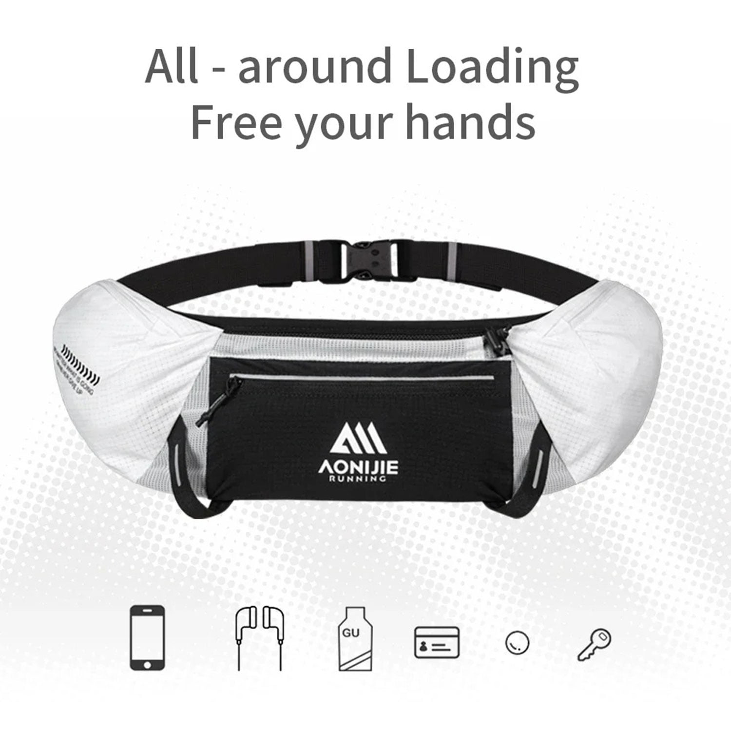 AONIJIE Running Waist Pack, 125g Lightweight Fitness Belt Bag with 500ml Soft Flask, Bounce-Free Workout Hydration Belt for Men & Women, Model W8138