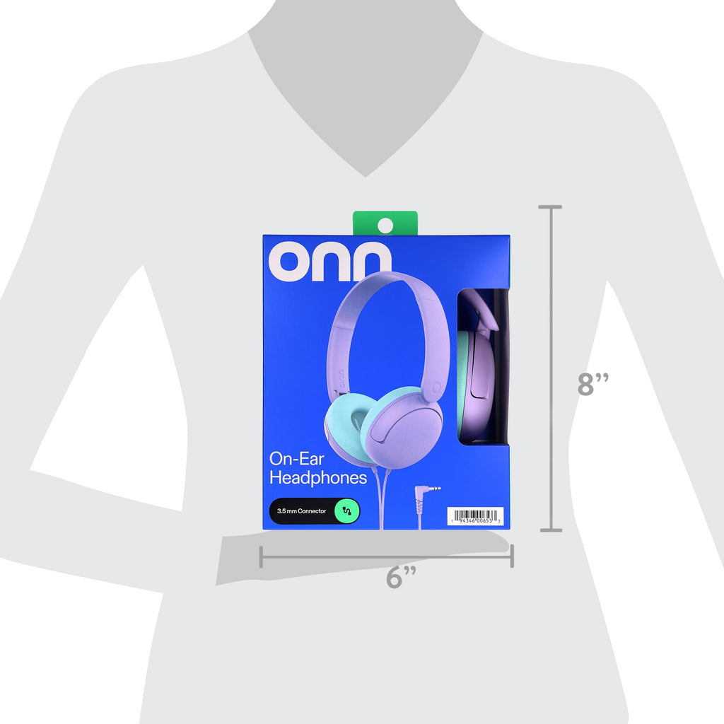 onn On-Ear Headphones with 3.5 mm Connector, Pink