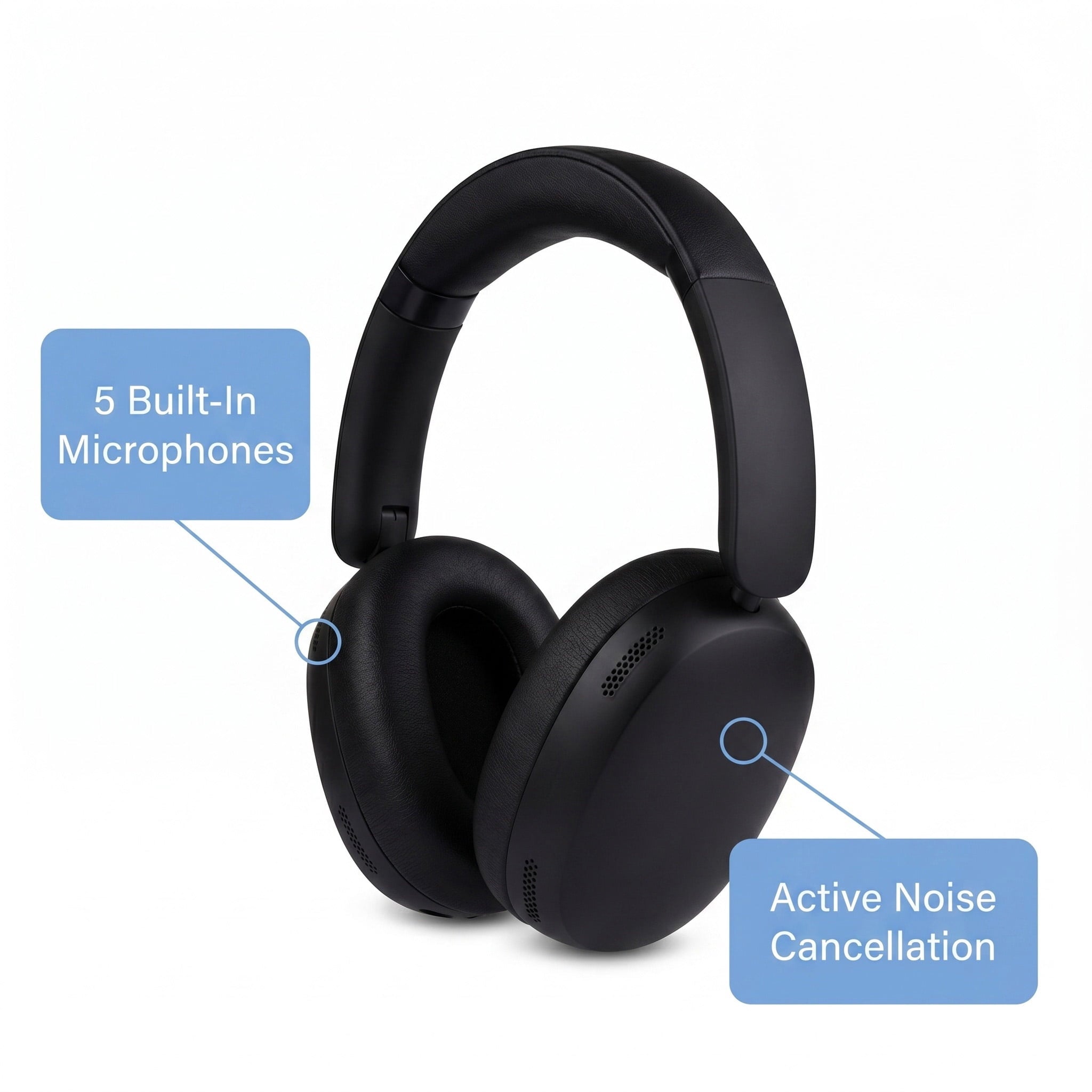 onn Hushbyte Wireless Over-Ear Headphones, Black