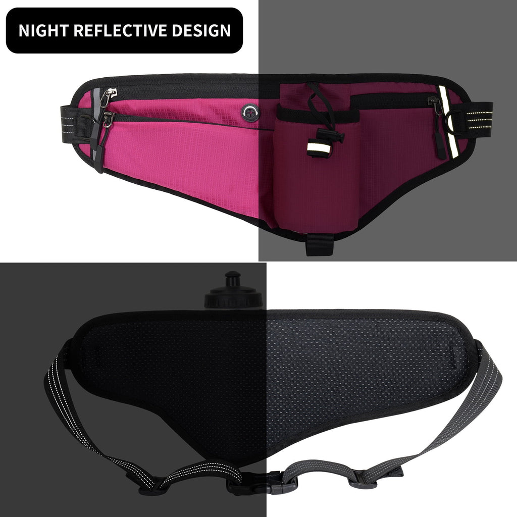 NFTIGB Running Belt Waist Pack Adjustable Hydration Bag with Water Bottle Holder for Runners Men Women, Black (10.63 inches / 27 cm)