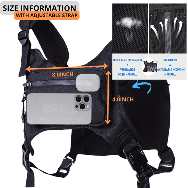 Running Chest Pack for Men-Water Resistant Adjustable Shoulder Straps with Phone Holder Storage-Anti-Theft Lightweight Running Chest Bag for Men,Cycling, Jogging